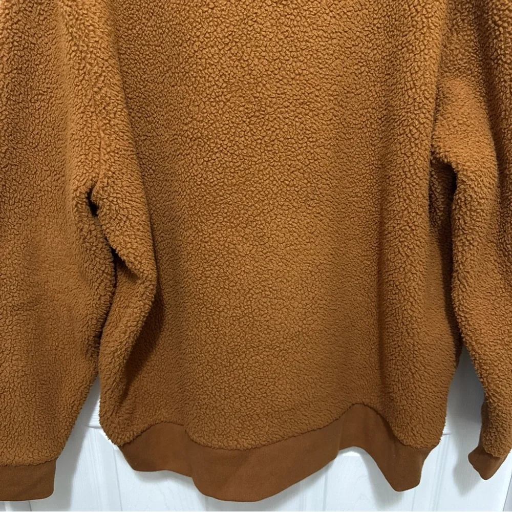 MADEWELL MEN'S L WARM BROWN COFFEE (RE)SOURCED SHERPA HALF-ZIP SOFT SWEATSHIRT